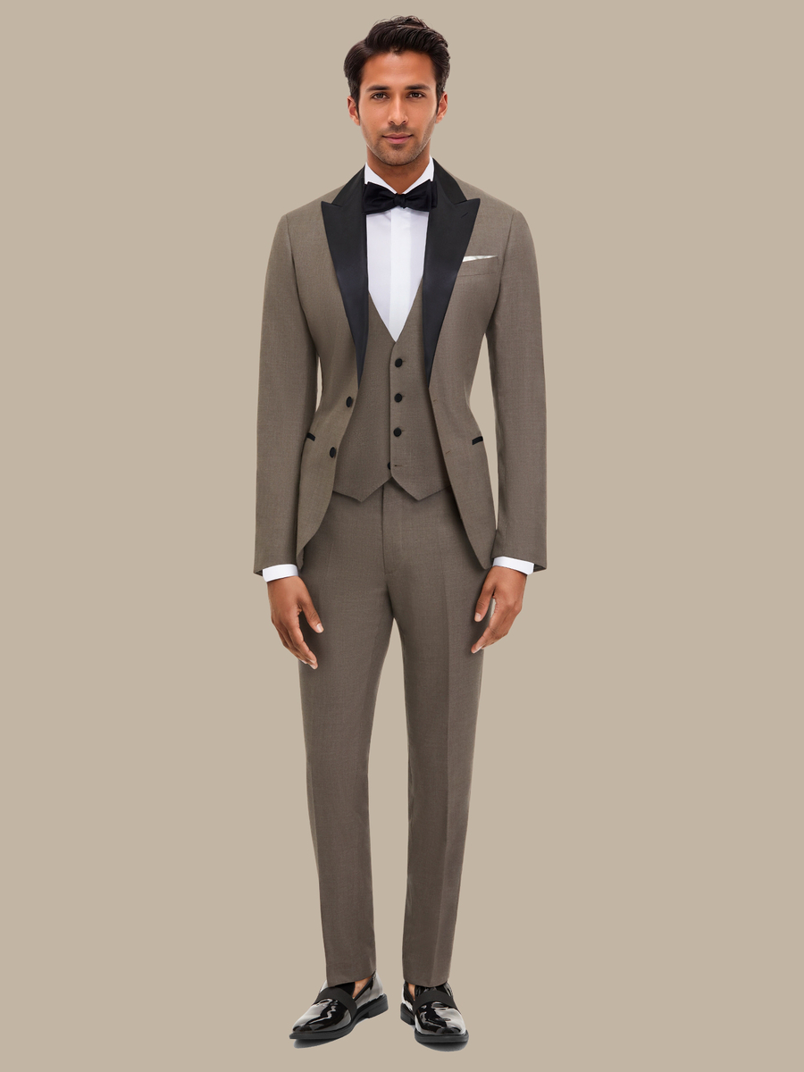 S180's Taupe Hopsack Three Piece Tuxedo — garment photograph