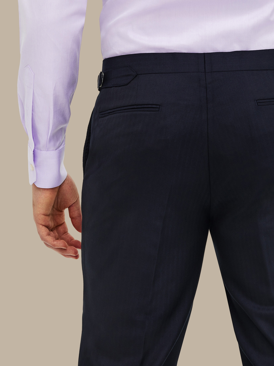 The Navy Herringbone Trousers — garment photograph