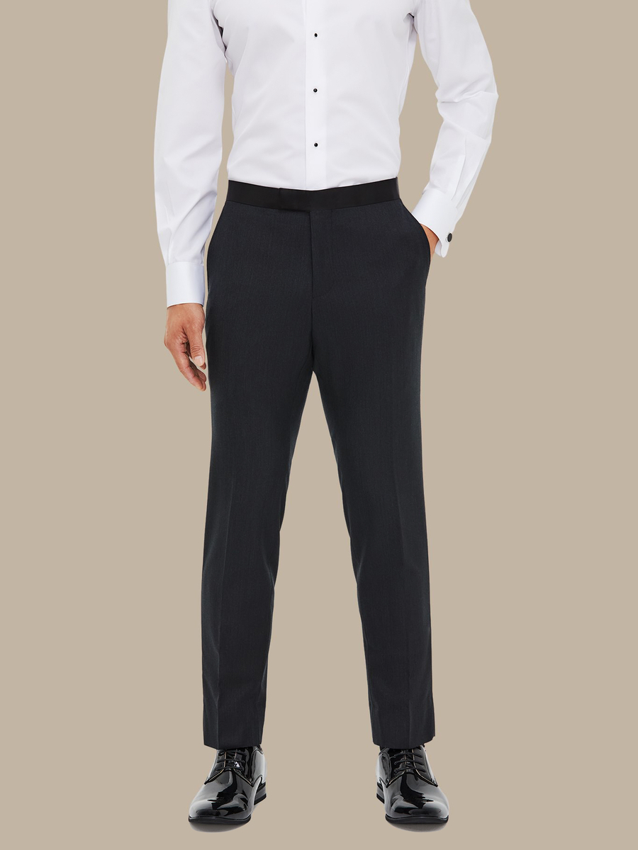 The Charcoal Worsted Tuxedo Trousers — garment photograph