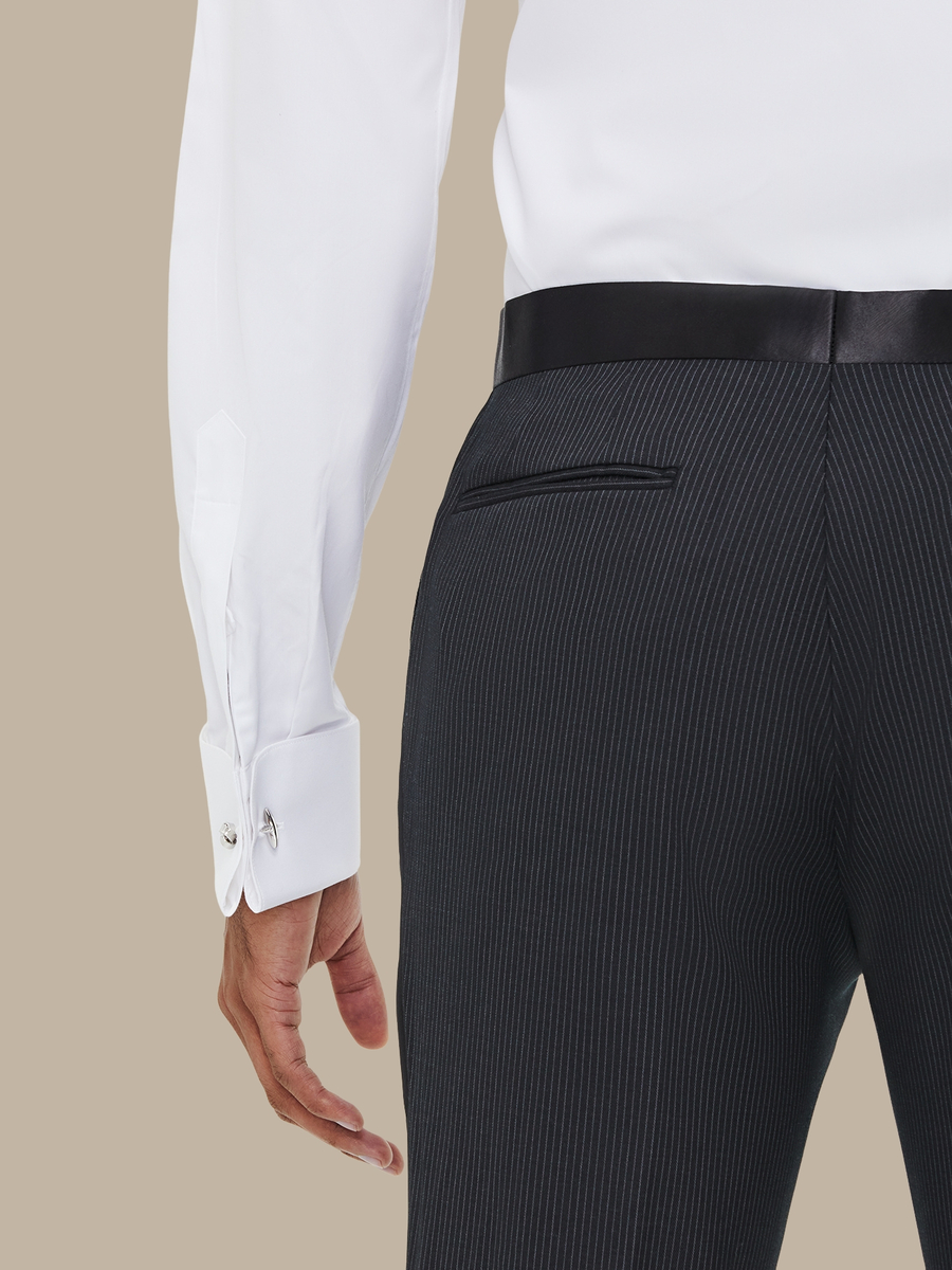 The Black Pinstripe Tuxedo Trousers — garment photograph
