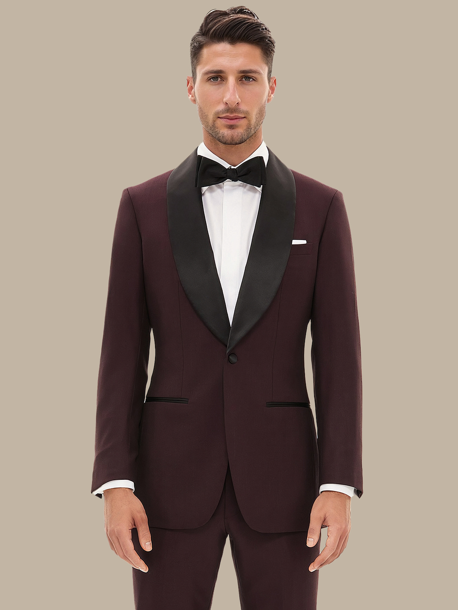 The Burgundy Refined Dinner Jacket — garment photograph