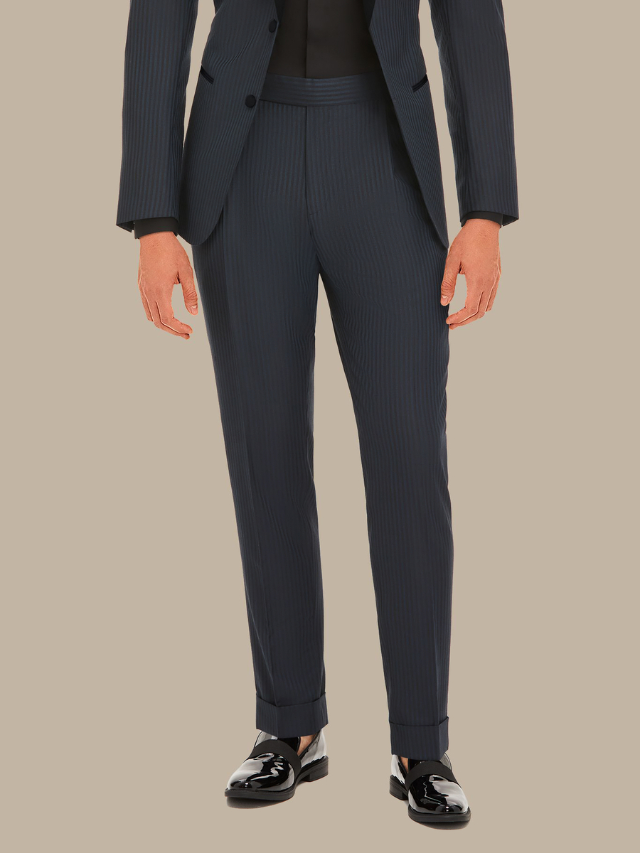 The Peacock Stripe Tuxedo Trousers — garment photograph