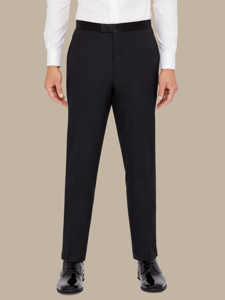 The Charcoal Herringbone Tuxedo Trousers — garment photograph