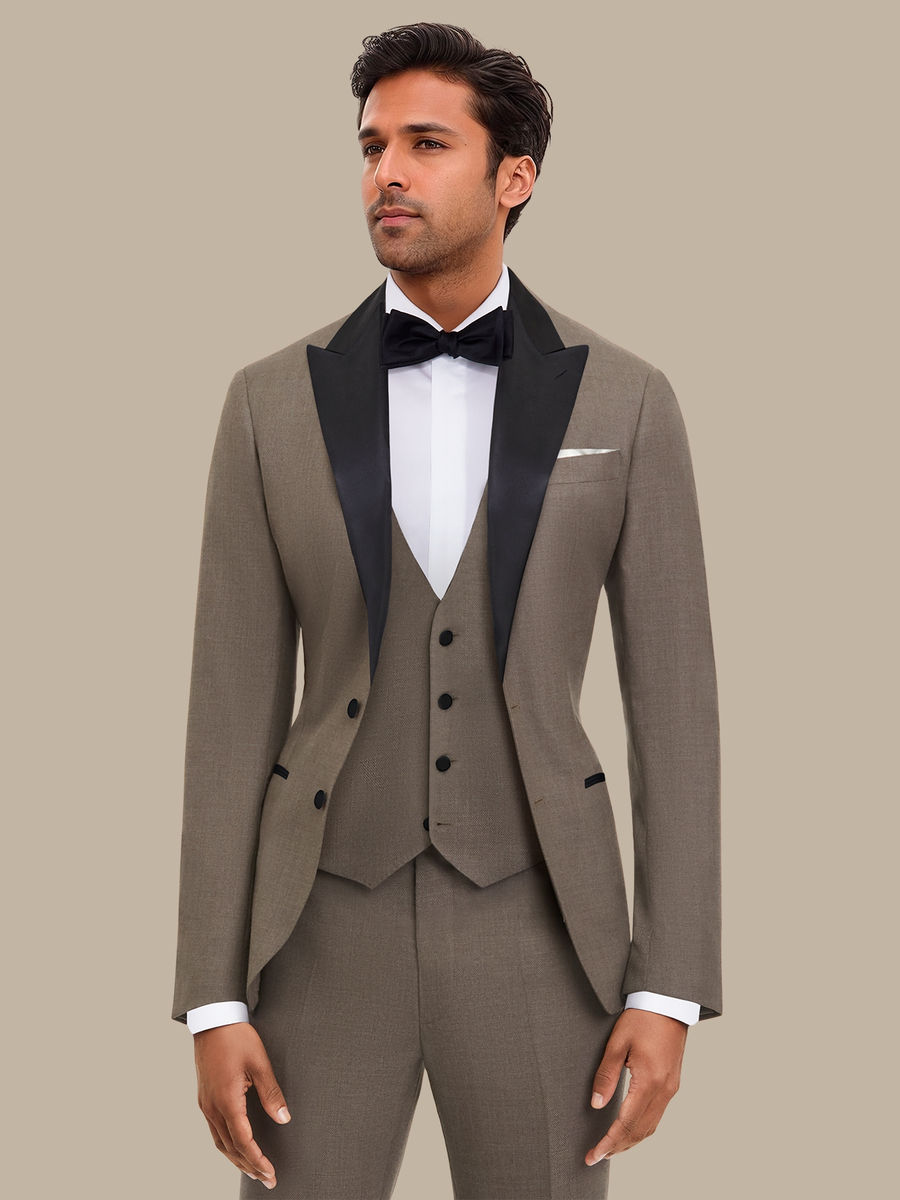 S180's Taupe Hopsack Three Piece Tuxedo — garment photograph