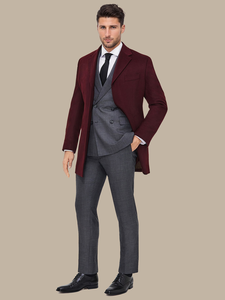 The Burgundy Wool Overcoat — garment photograph