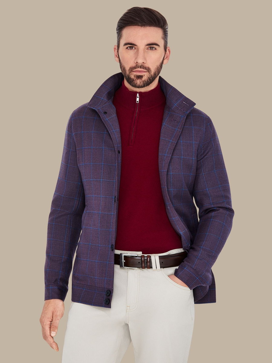 The Crimson Windowpane Bomber — garment photograph