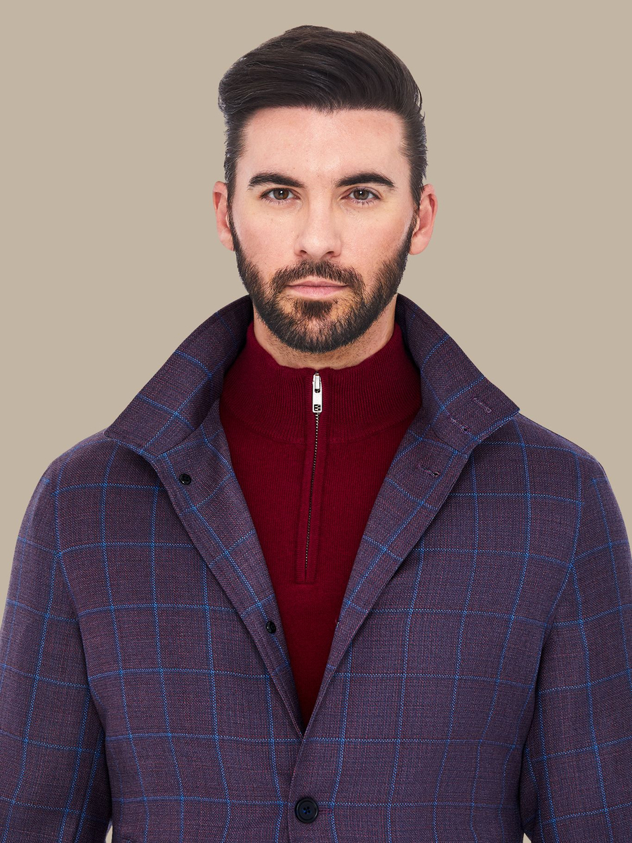 The Crimson Windowpane Bomber — garment photograph