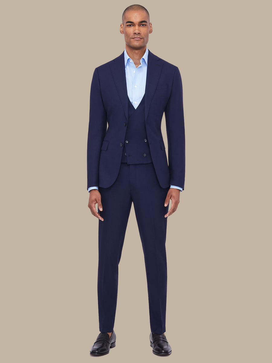 The Blue Birdseye Three-Piece Suit — garment photograph