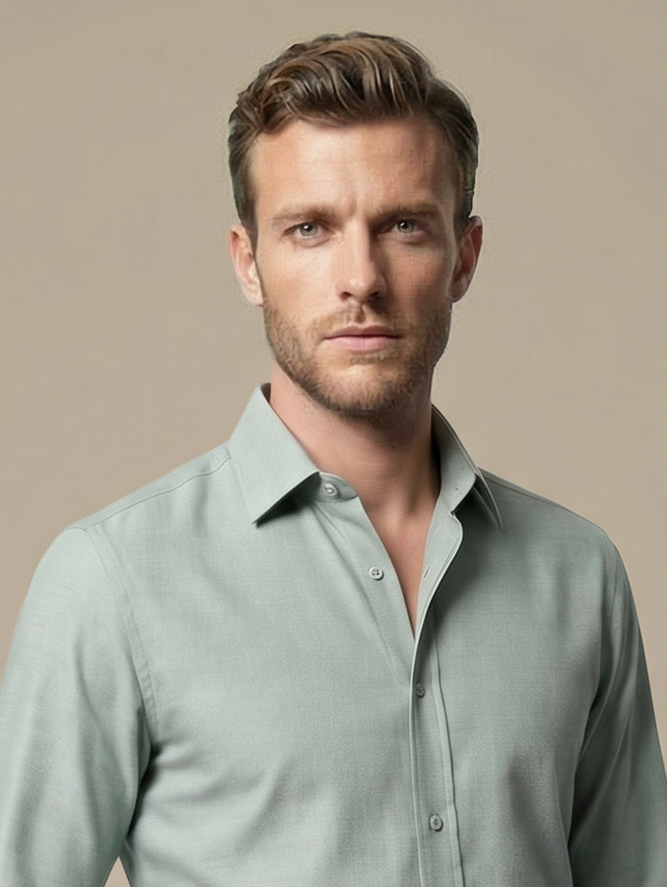 100's 2-Ply Green Shirt — garment photograph