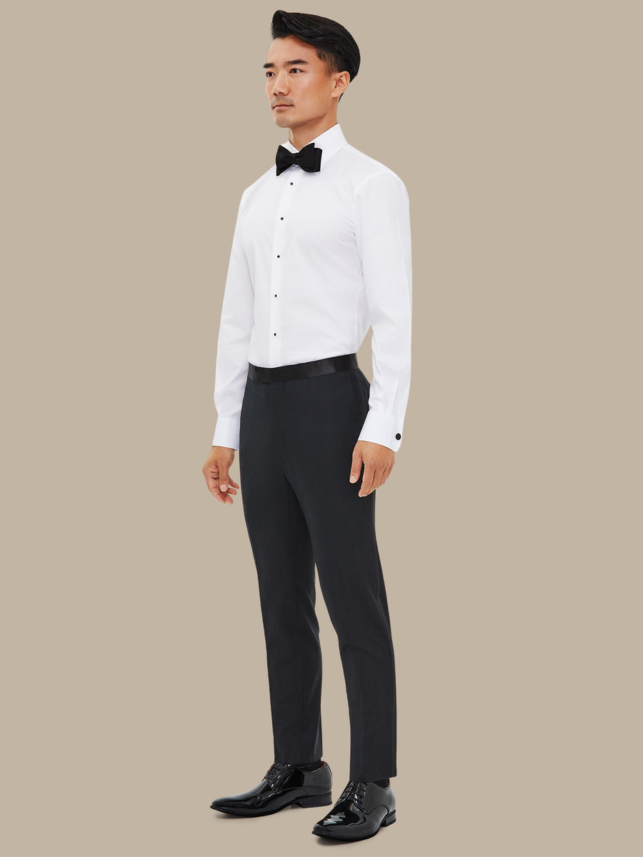 The Charcoal Worsted Tuxedo Trousers — garment photograph