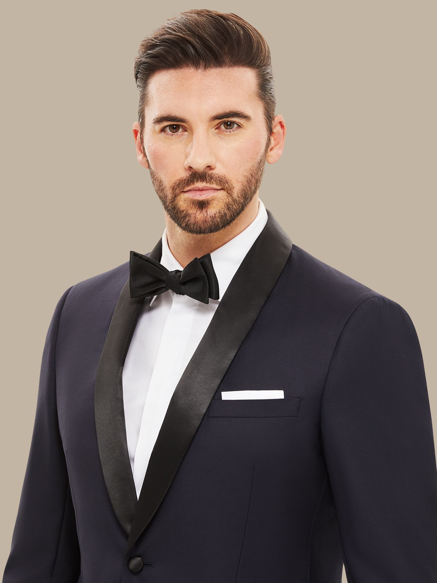 The Dark Navy Essential Three-Piece Tuxedo — garment photograph