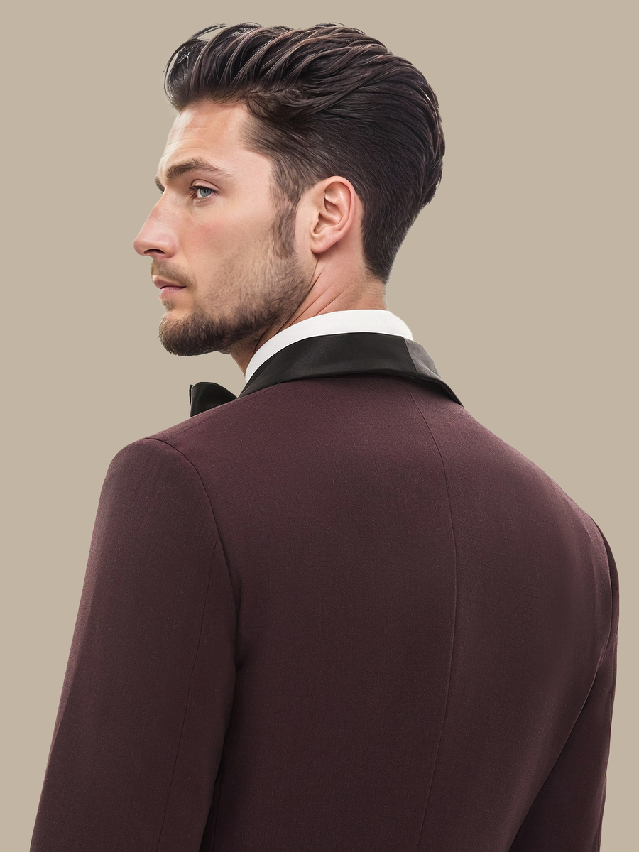 The Burgundy Refined Dinner Jacket — garment photograph
