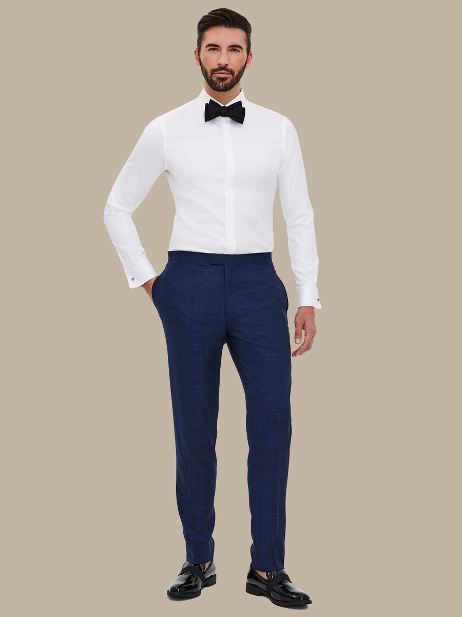 The Crisp Herringbone Tuxedo Shirt — garment photograph