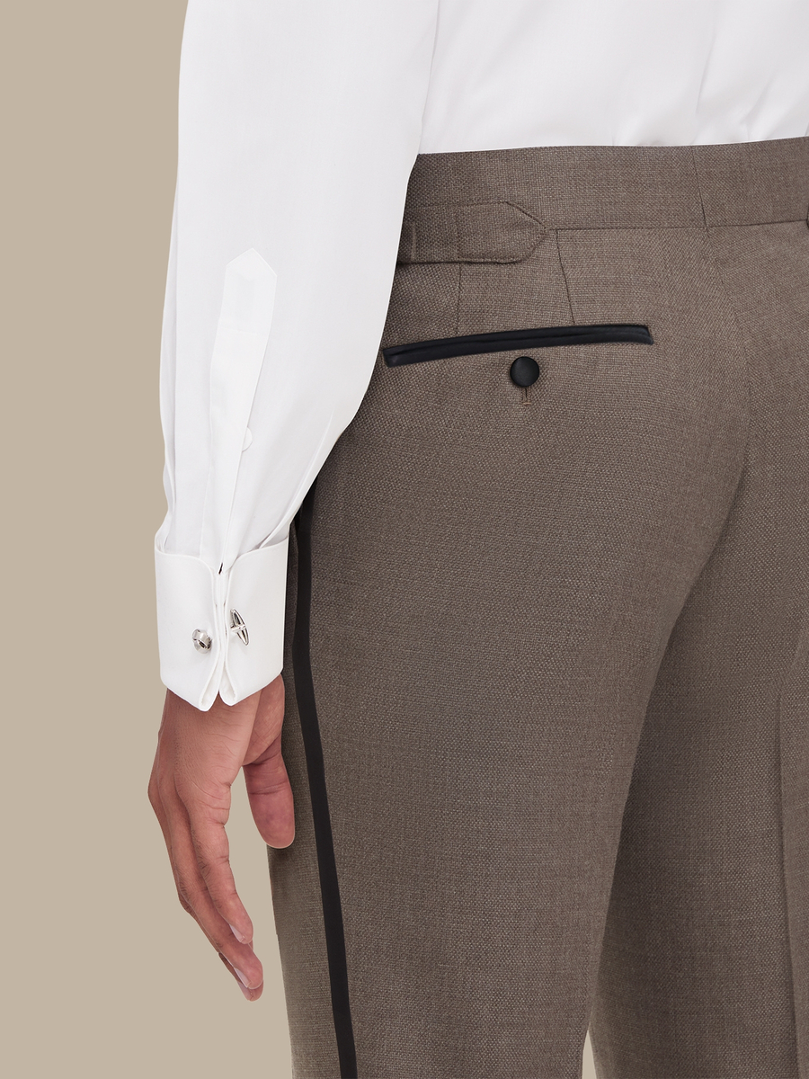 S180's Taupe Hopsack Tuxedo Trousers — garment photograph