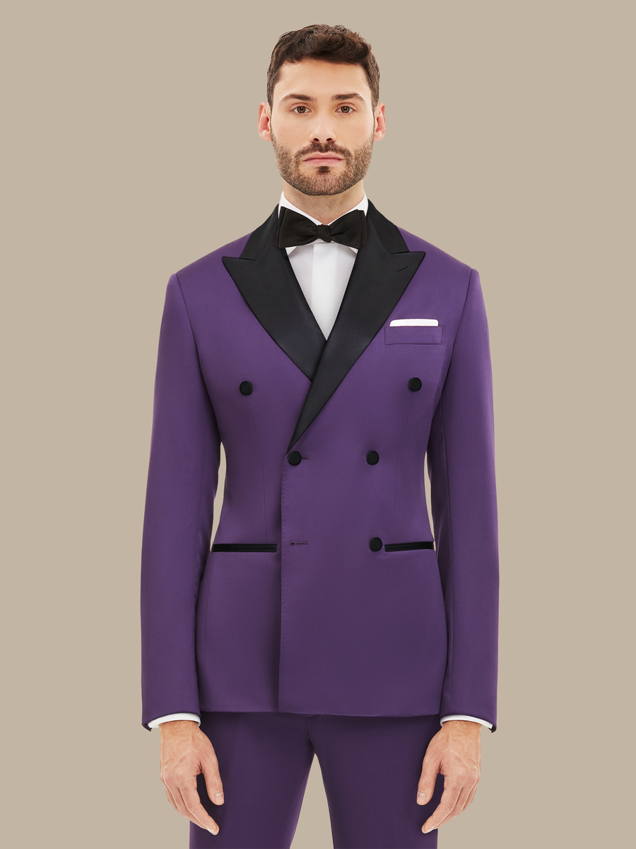The Plum Merino Three-Piece Tuxedo — garment photograph