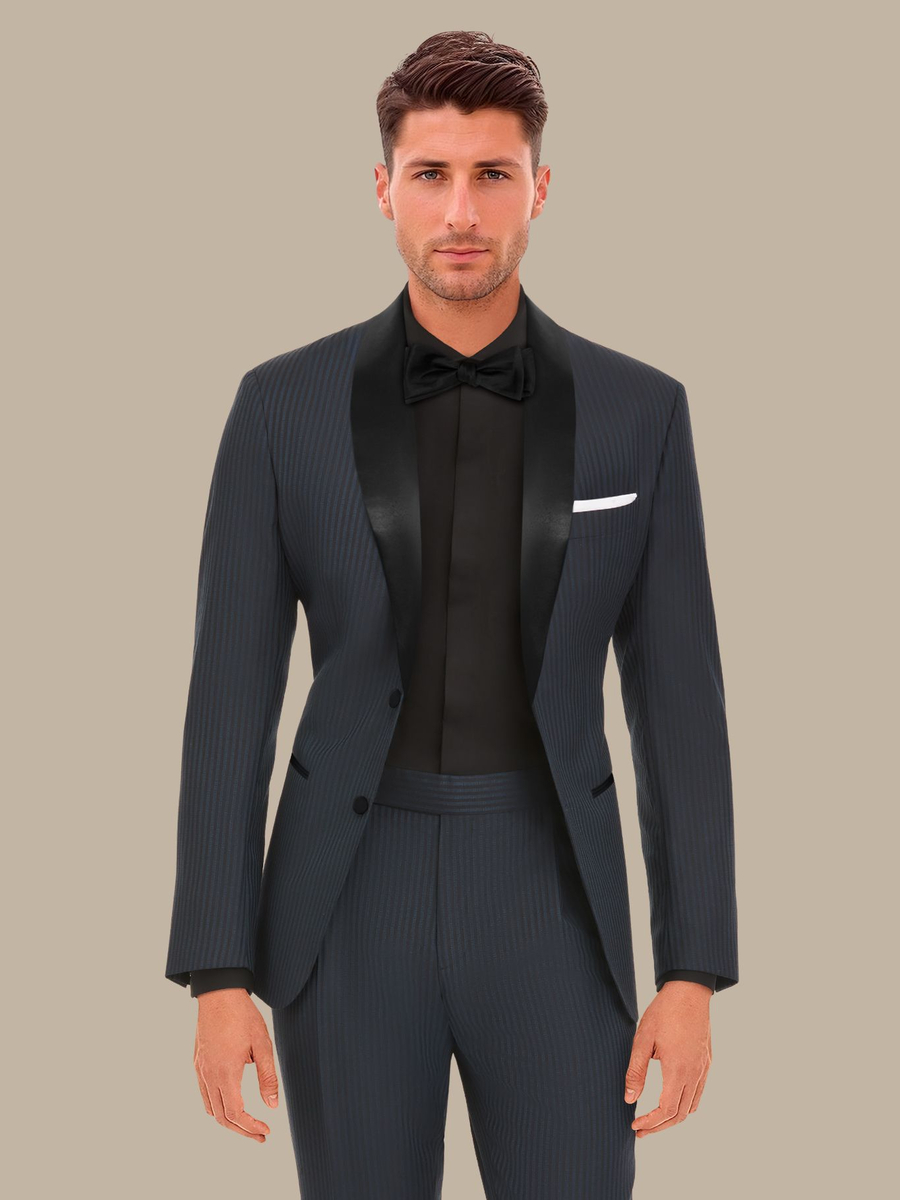 The Peacock Stripe Tuxedo — garment photograph