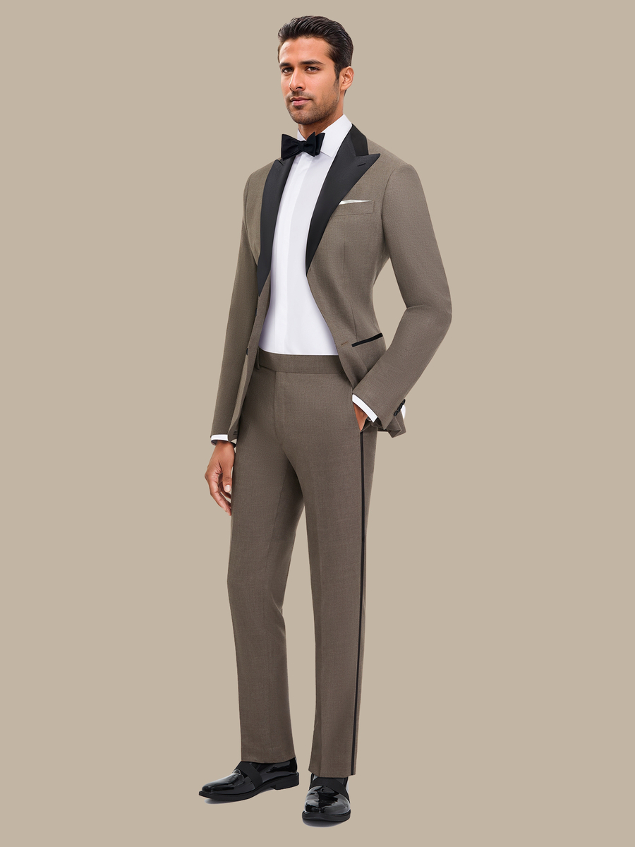 S180's Taupe Hopsack Tuxedo Trousers — garment photograph