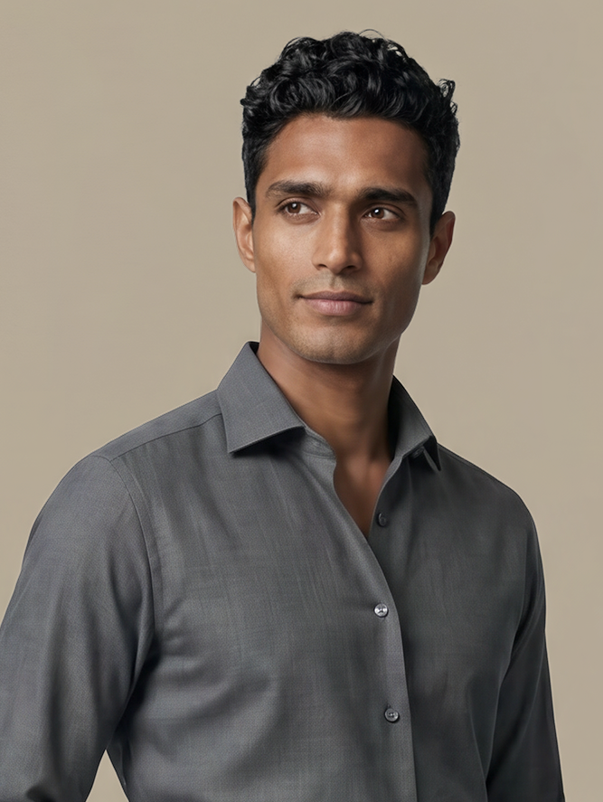100's 2-Ply Grey Shirt — garment photograph