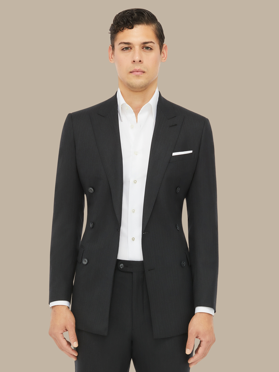 The Charcoal Herringbone Jacket — garment photograph
