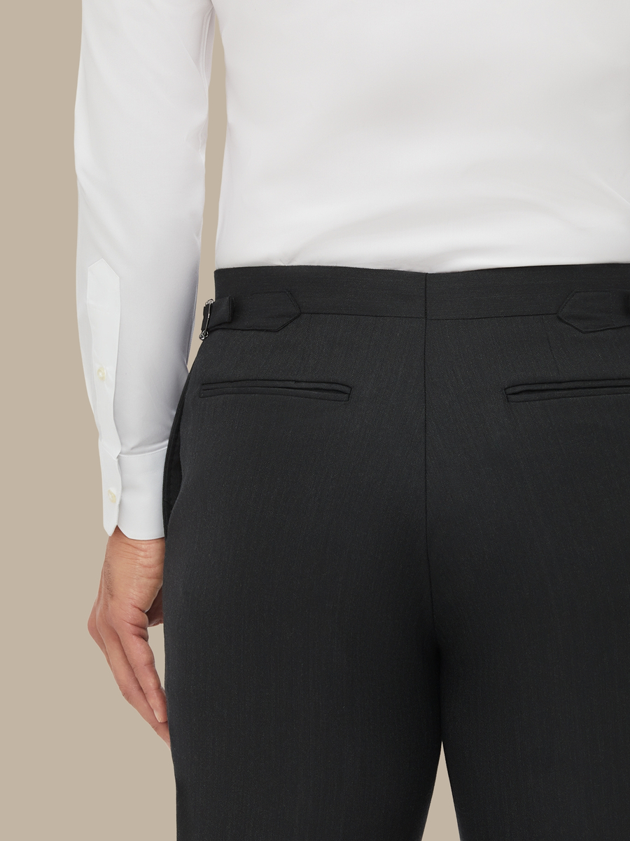 The Charcoal Herringbone Trousers — garment photograph