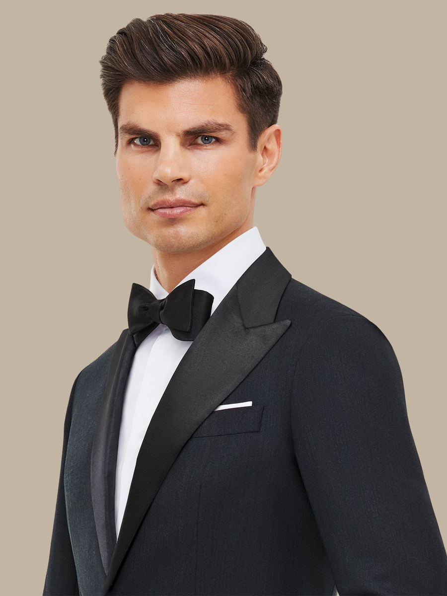 The Charcoal Prestige Tuxedo — garment photograph