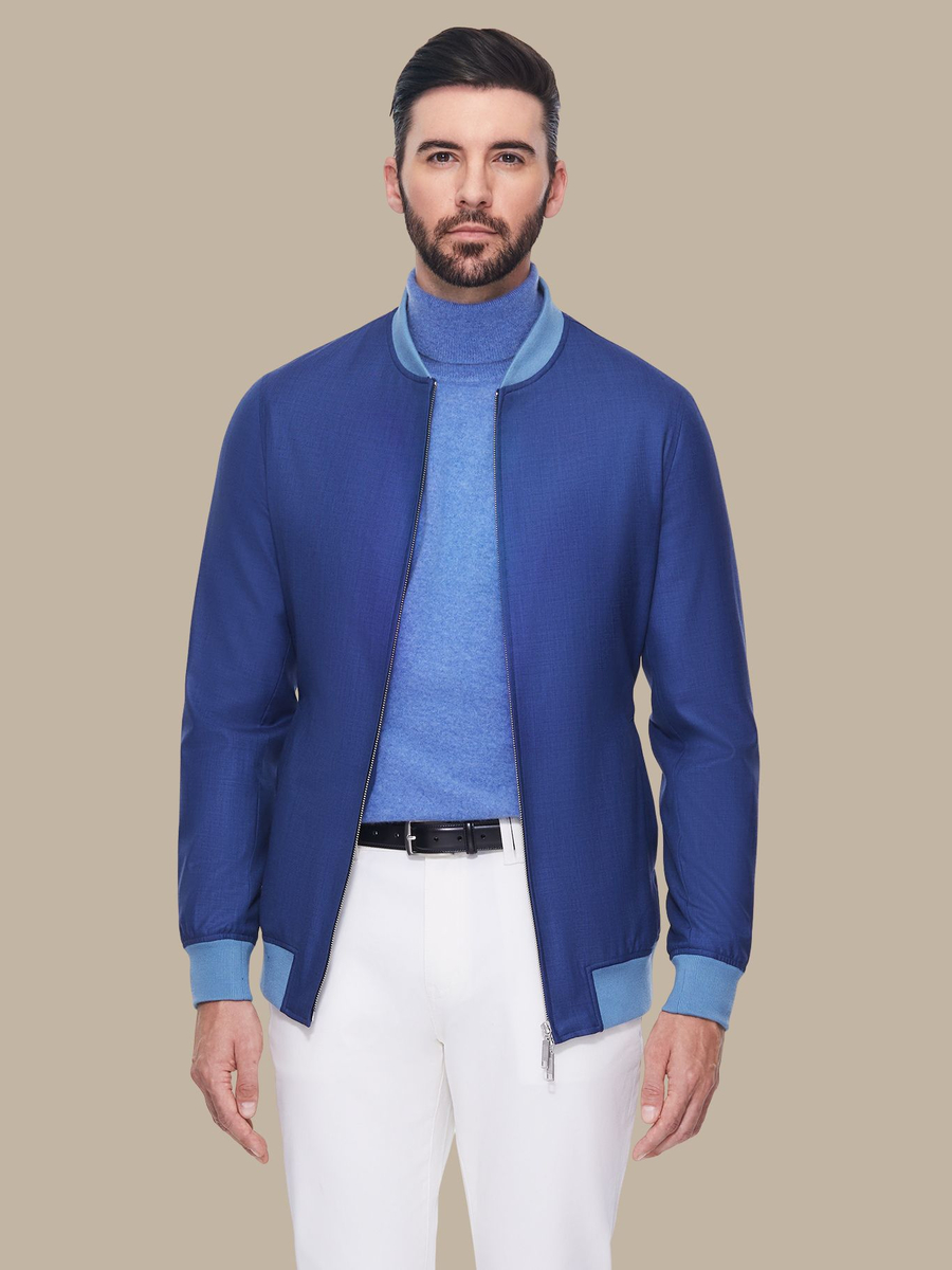 The Sky Sharkskin Bomber — garment photograph