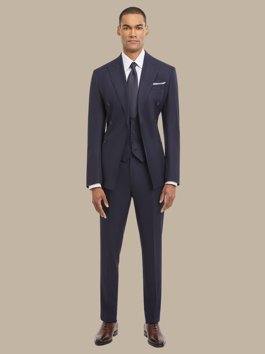 S180's Dark Blue Hopsack Three Piece Suit — garment photograph