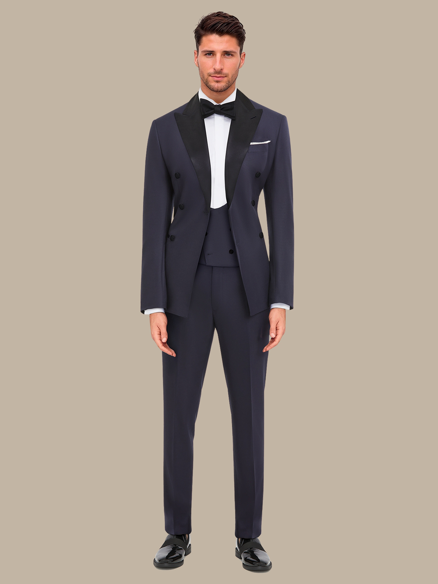 S180's Dark Blue Hopsack Tuxedo Waistcoat — garment photograph