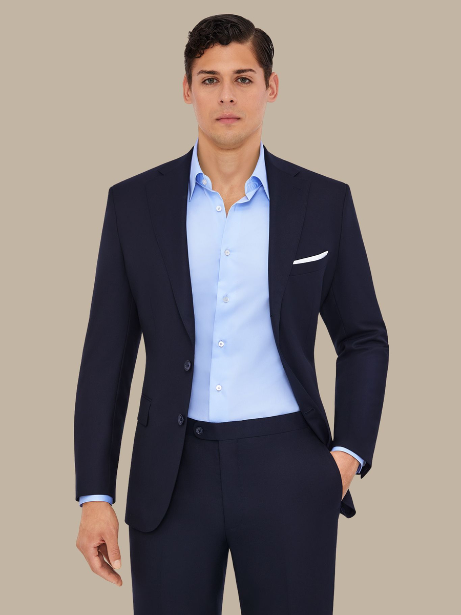 The Navy Worsted Suit — garment photograph