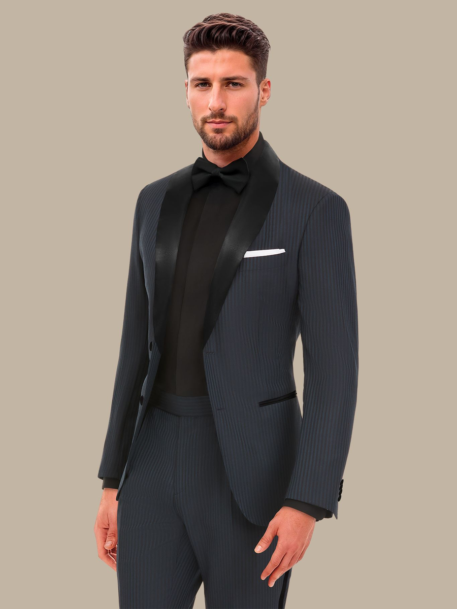 The Peacock Stripe Tuxedo — garment photograph