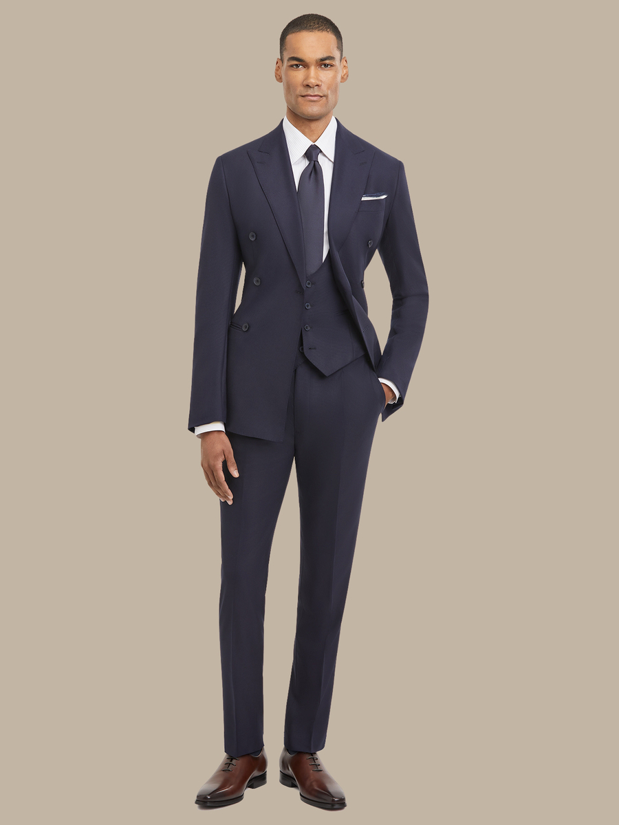 S180's Dark Blue Hopsack Three Piece Suit — garment photograph