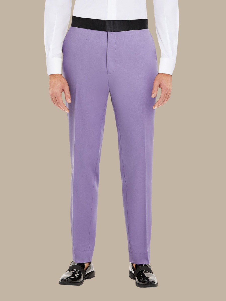 Superfine Merino Wool Lilac Tuxedo Trouser — garment photograph