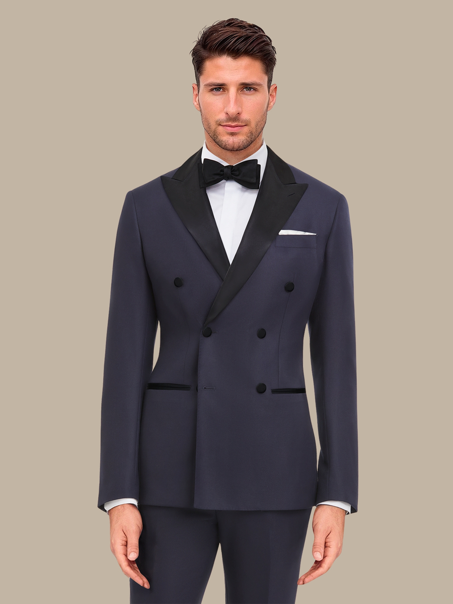 S180's Dark Blue Hopsack Dinner Jacket — garment photograph