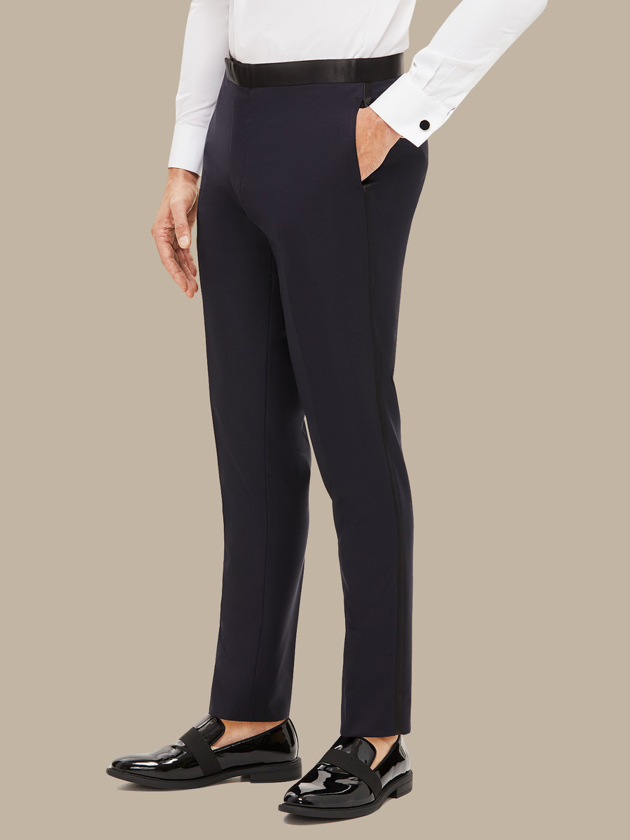 The Dark Navy Essential Tuxedo Trousers — garment photograph