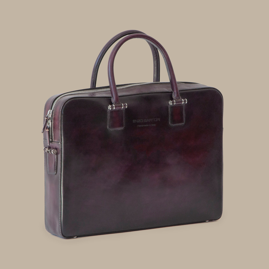 Black Leather Briefcase — garment photograph