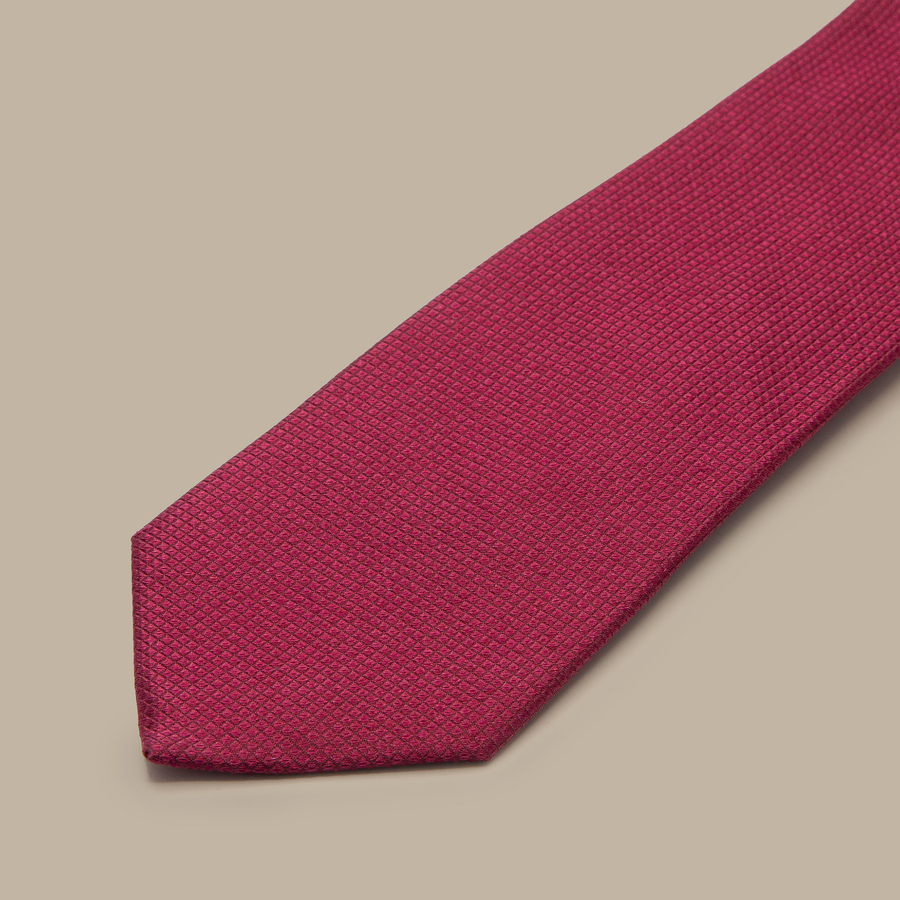 Burgundy Silk Graph Check Tie — garment photograph