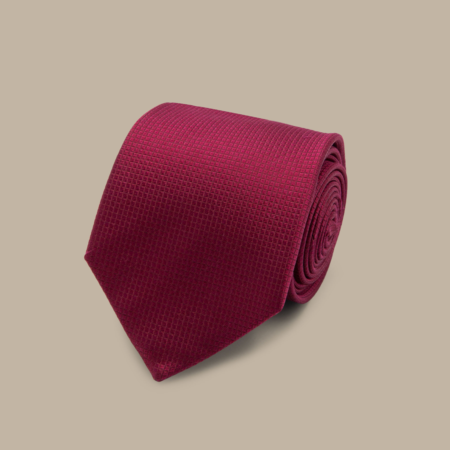 Burgundy Silk Graph Check Tie — garment photograph