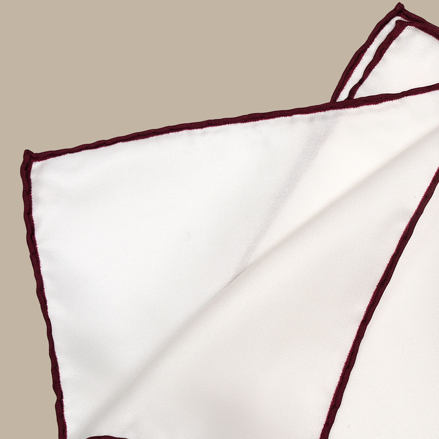 Cotton Red Border Pocket Square - Handmade in Italy — garment photograph