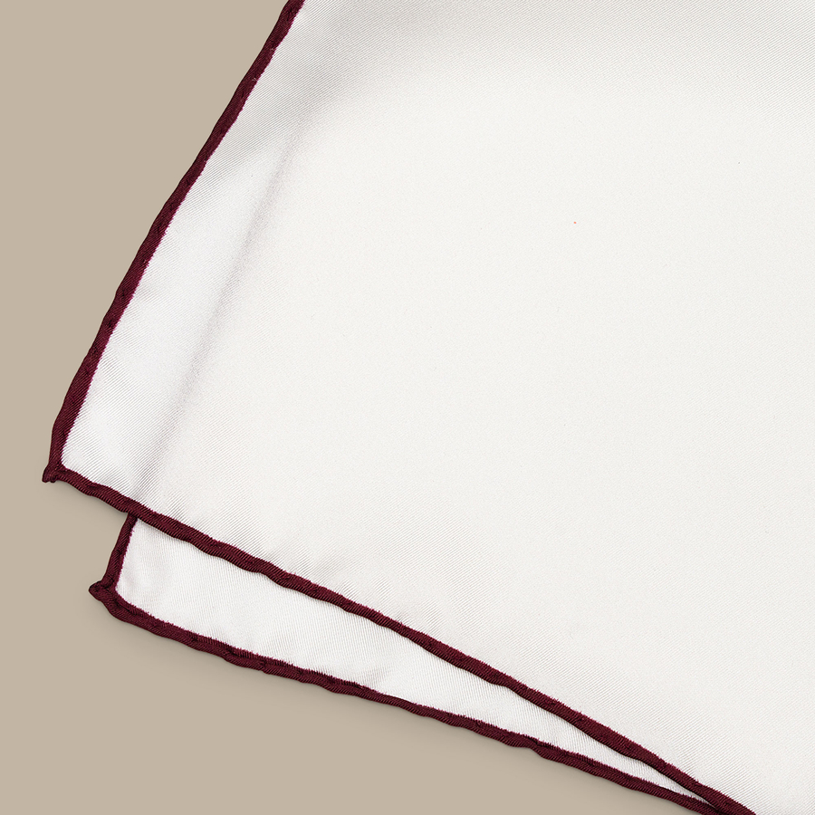 Cotton Red Border Pocket Square - Handmade in Italy — garment photograph