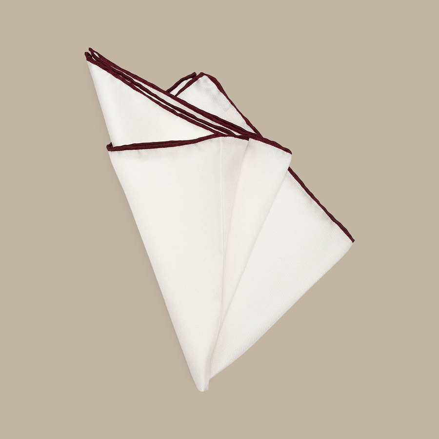 Cotton Red Border Pocket Square - Handmade in Italy — garment photograph