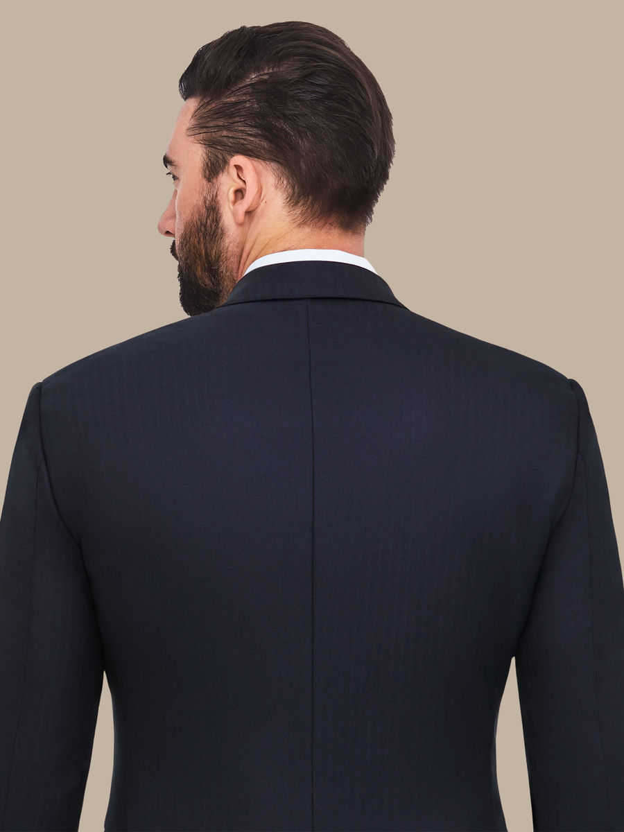 The Navy Silk Herringbone Suit — garment photograph