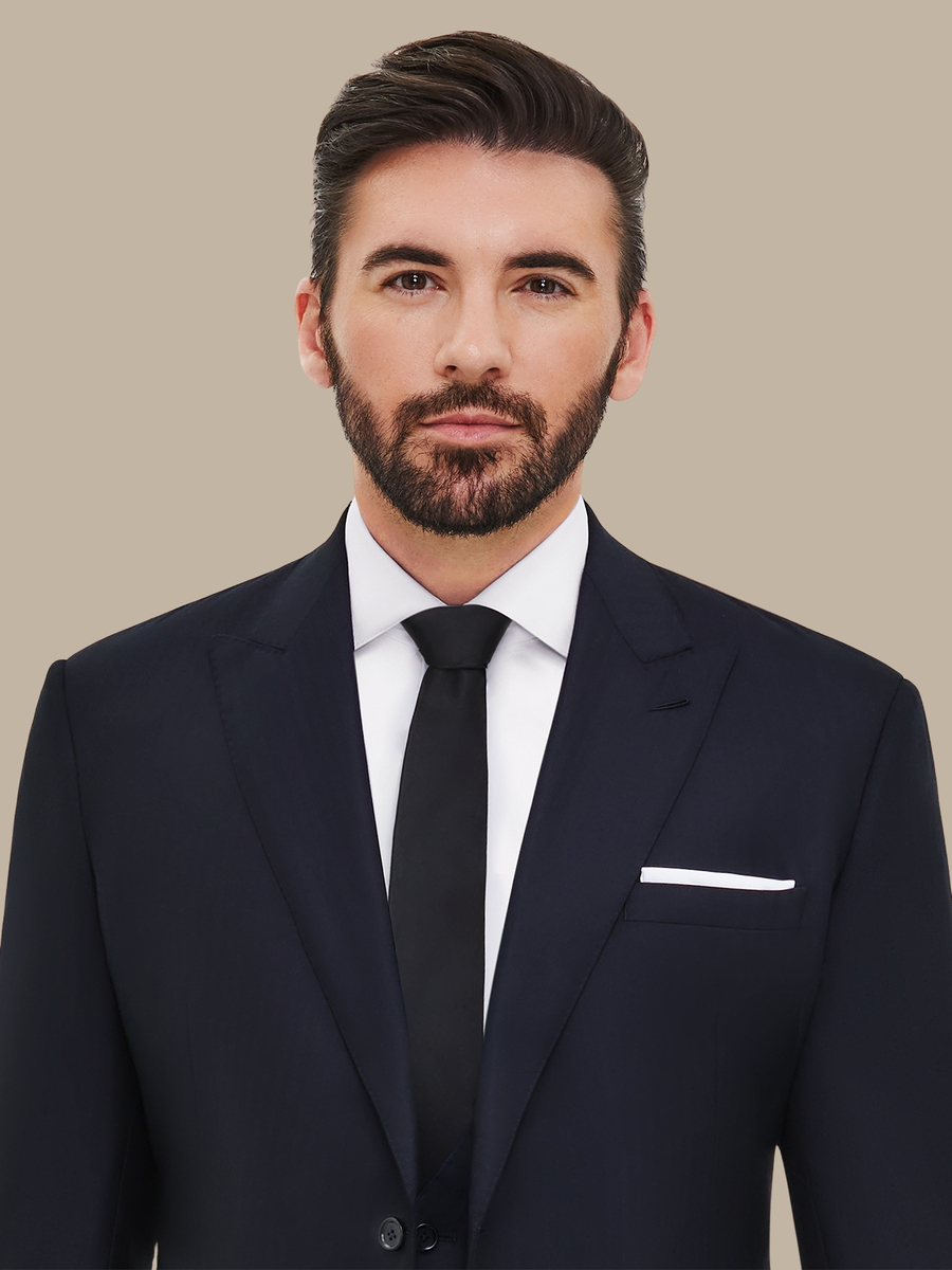 The Navy Silk Herringbone Three-Piece Suit — garment photograph