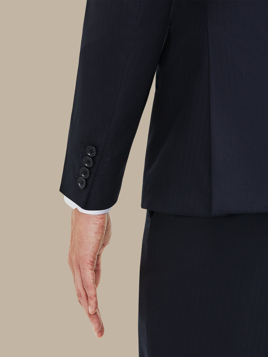 The Navy Silk Herringbone Three-Piece Suit — garment photograph