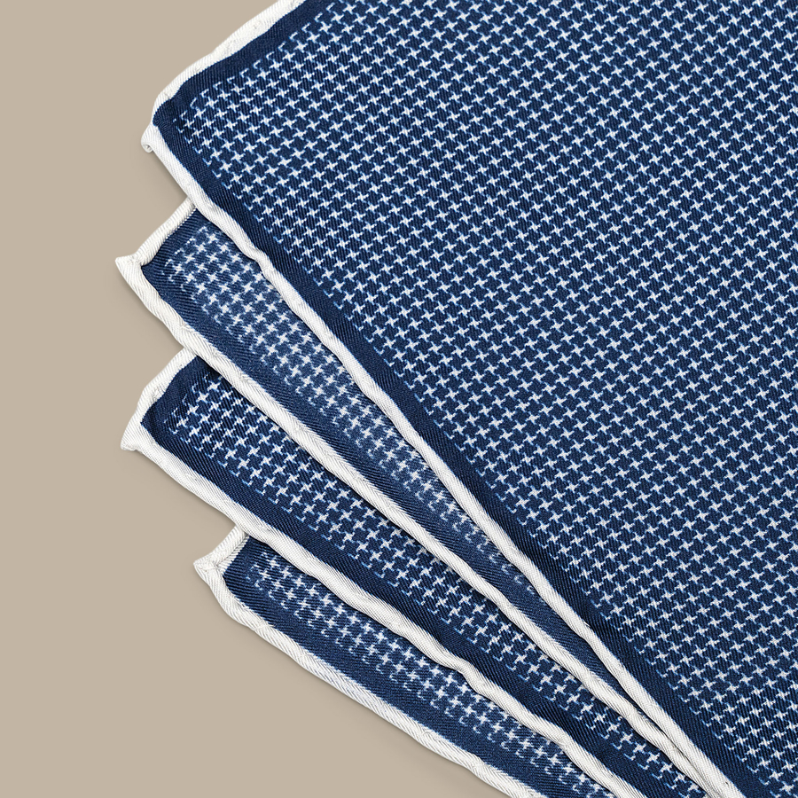 Silk Blue Grenadine Pocket Square - Handmade in Italy — garment photograph
