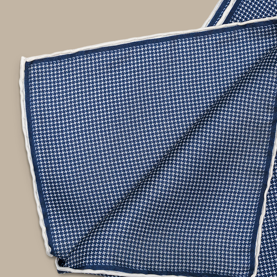 Silk Blue Grenadine Pocket Square - Handmade in Italy — garment photograph