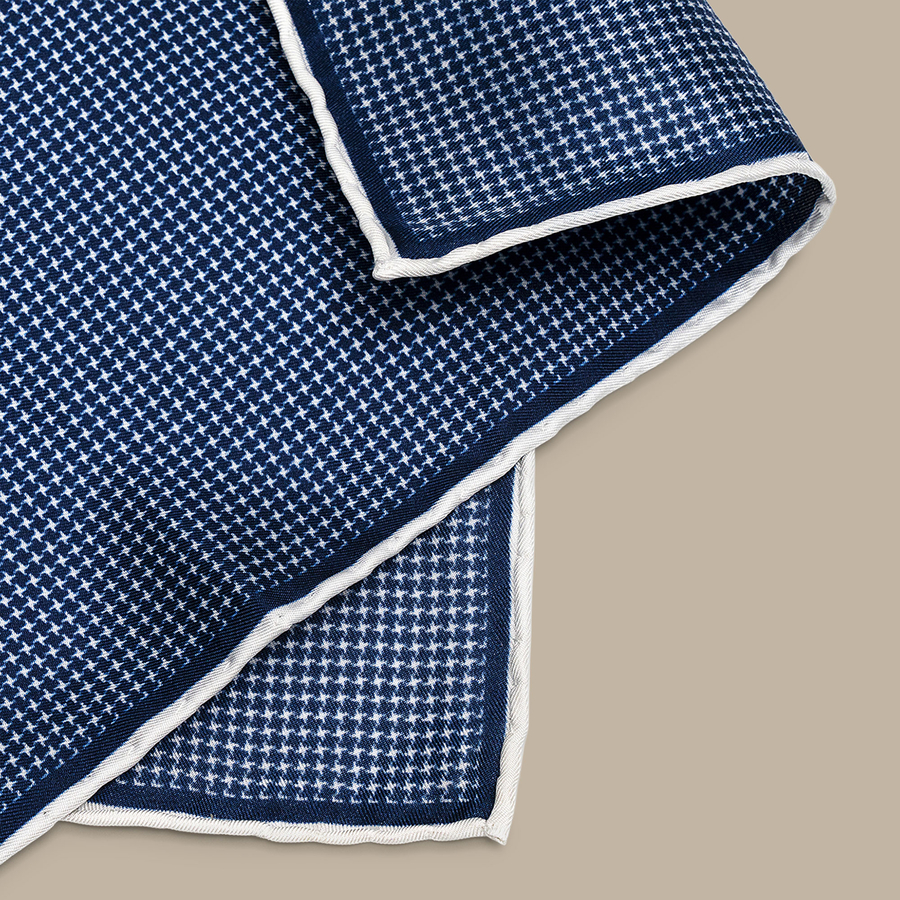 Silk Blue Grenadine Pocket Square - Handmade in Italy — garment photograph