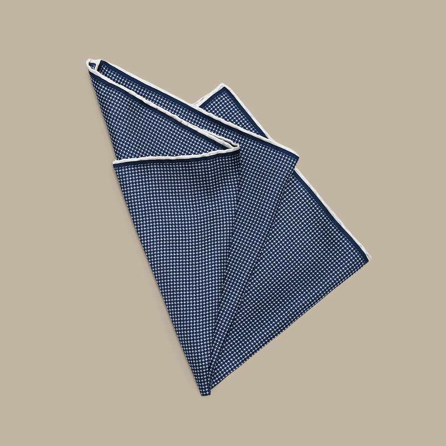 Silk Blue Grenadine Pocket Square - Handmade in Italy — garment photograph