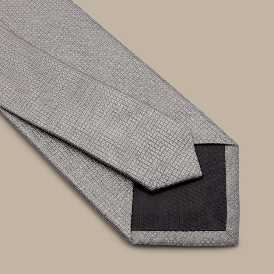 Silver Silk Graph Check Tie — garment photograph