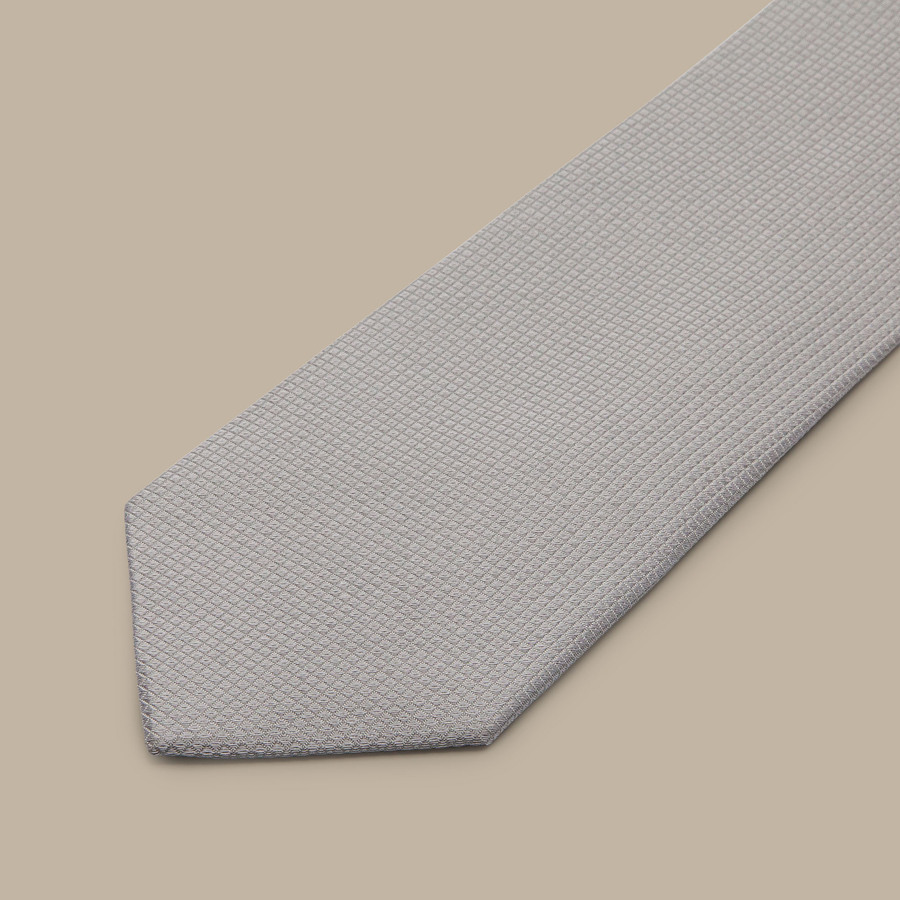 Silver Silk Graph Check Tie — garment photograph
