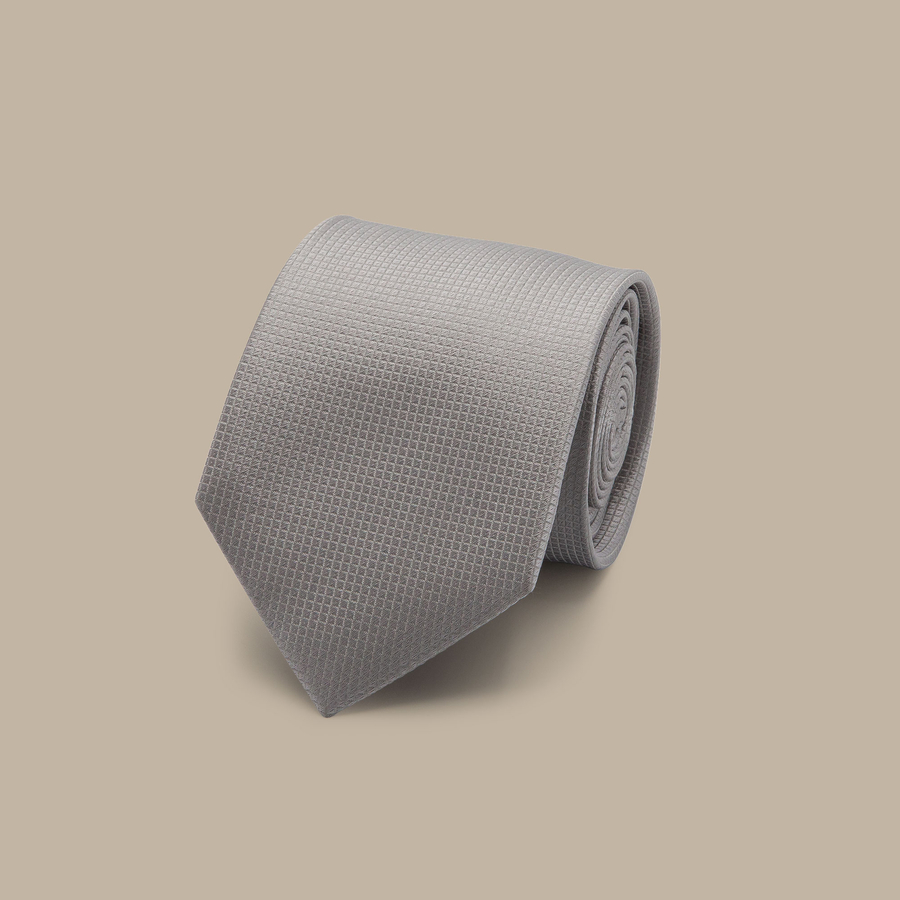 Silver Silk Graph Check Tie — garment photograph